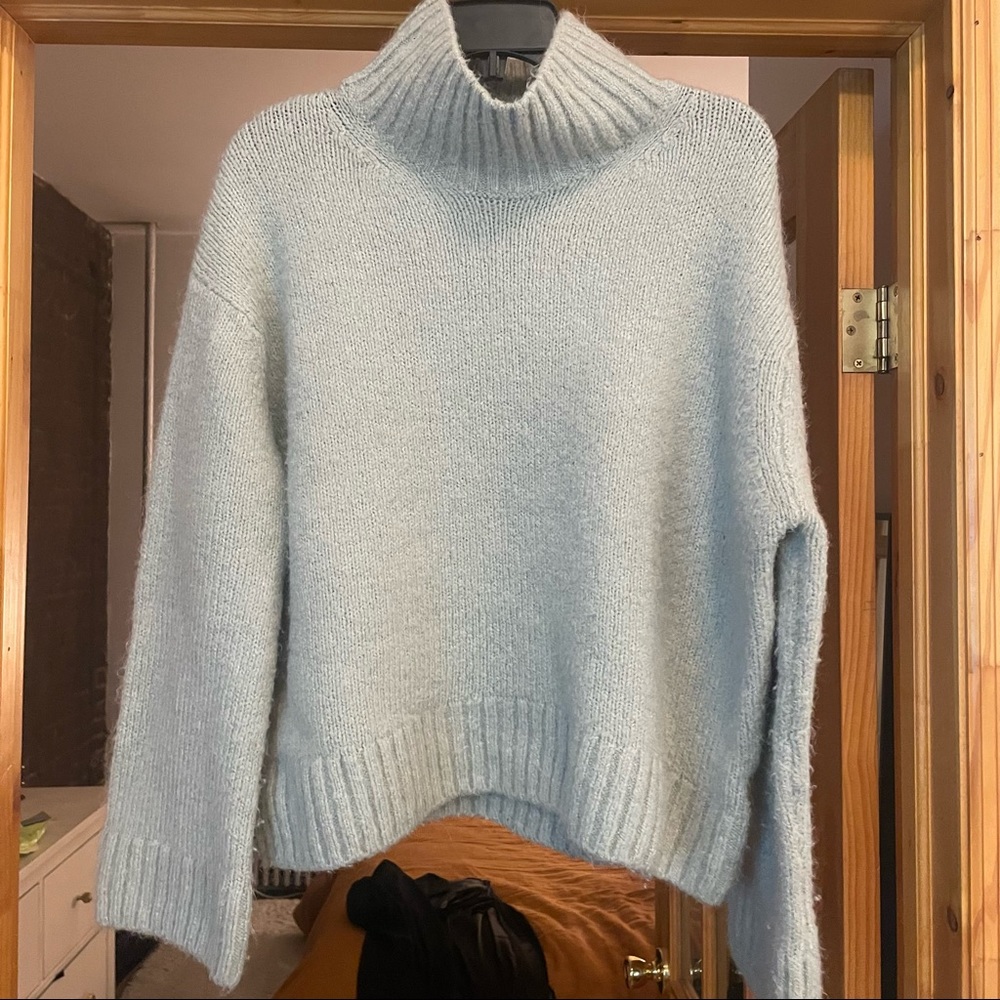Mint colored turtleneck sweater